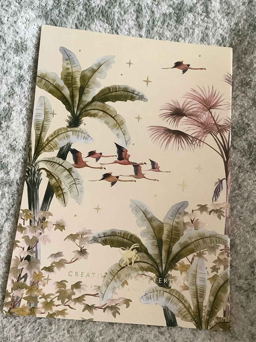Tropical Flamingo Stars Palm Tree Journal Notebook Square Grid XL NWT by CLA